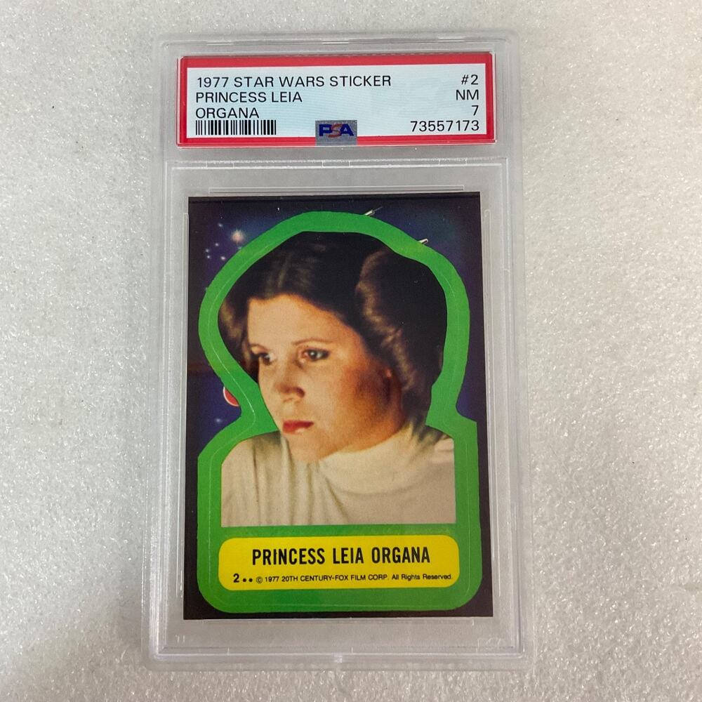 Star Wars 1977 Princess Leia Organa Sticker Card #2 PSA 7 CERT#73557173